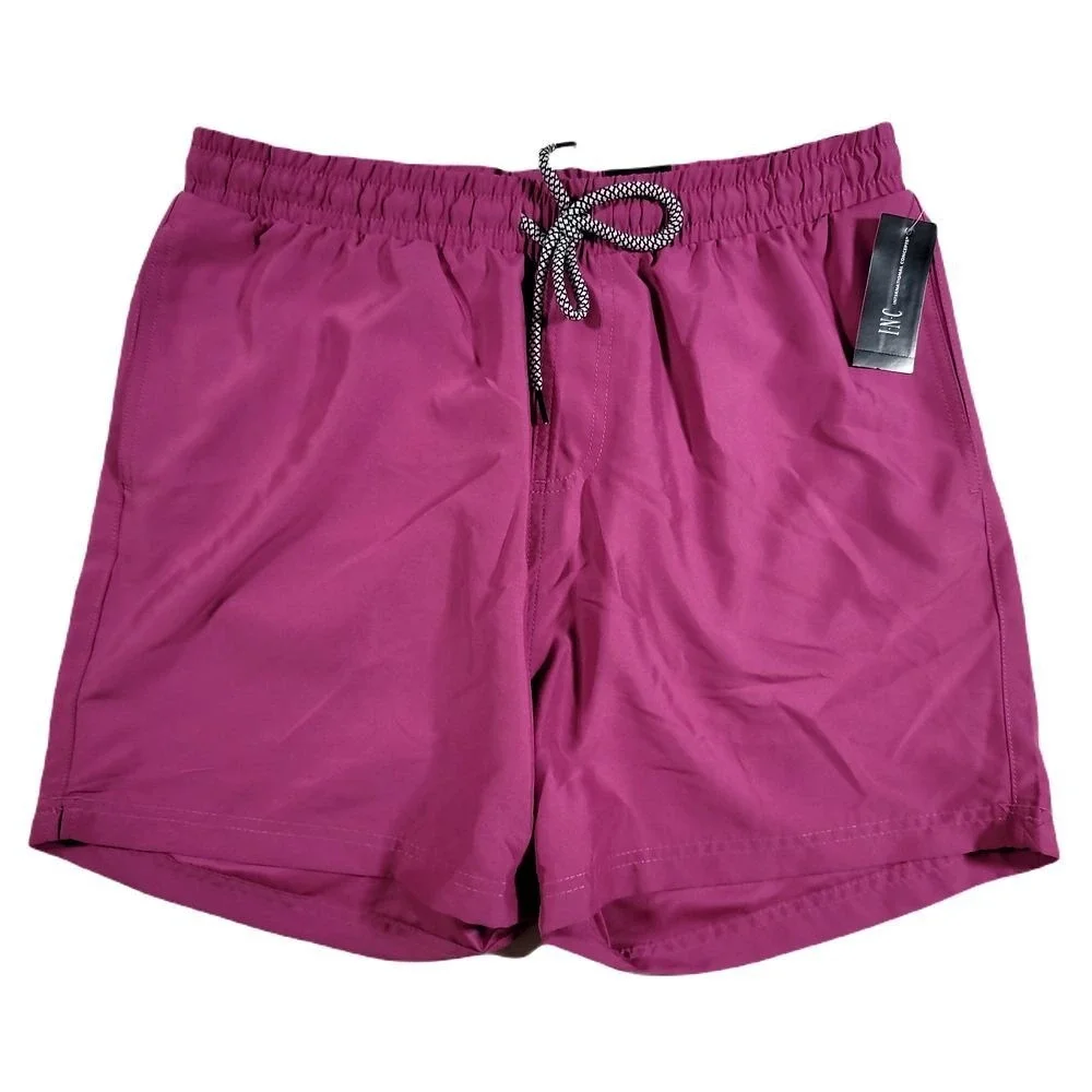 Inc Swim Trunks‎ Mens 2XL Dahlia Mauve Regular-Fit Quick-Dry Solid 5